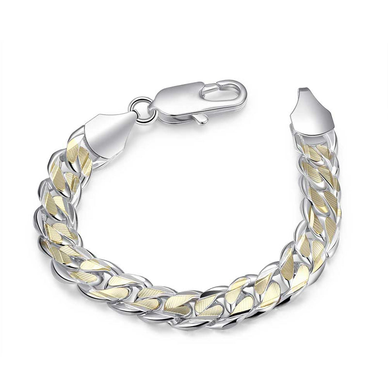 Silver & 10K Gold Figaro Bracelet