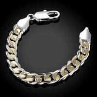 Silver & 10K Gold Figaro Bracelet