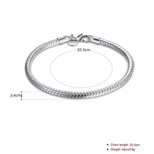 Snake Chain Bracelet in 18K White Gold Plated