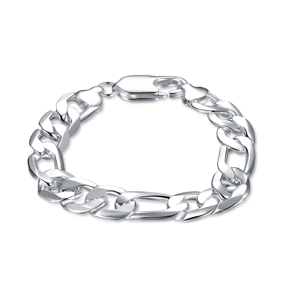 Silver Thick Cut Figaro Bracelet