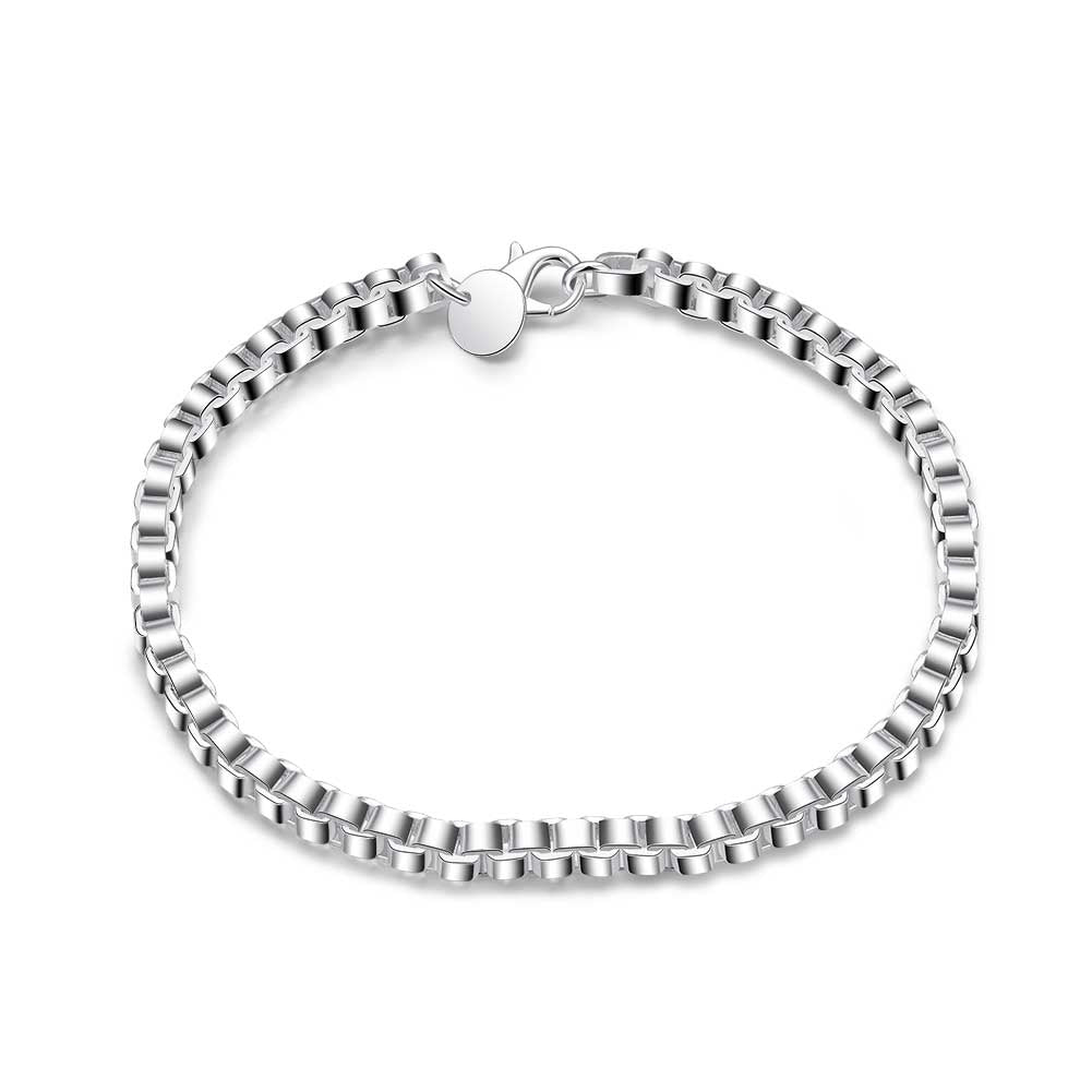 BOX Chain Bracelet in 18K White Gold Plated, Bracelet, Golden NYC Jewelry, Golden NYC Jewelry jewelryjewelry deals, swarovski crystal jewelry, groupon jewelry,, jewelry for mom,