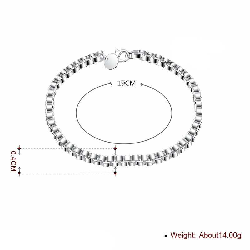 BOX Chain Bracelet in 18K White Gold Plated, Bracelet, Golden NYC Jewelry, Golden NYC Jewelry jewelryjewelry deals, swarovski crystal jewelry, groupon jewelry,, jewelry for mom,