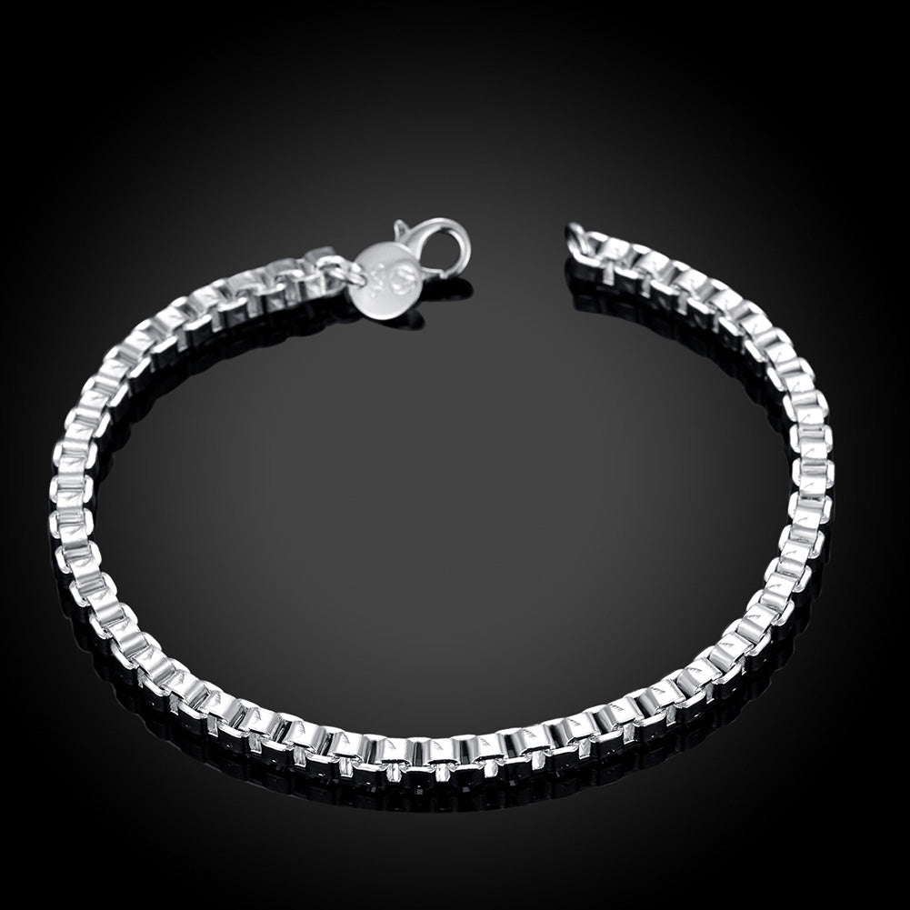 BOX Chain Bracelet in 18K White Gold Plated, Bracelet, Golden NYC Jewelry, Golden NYC Jewelry jewelryjewelry deals, swarovski crystal jewelry, groupon jewelry,, jewelry for mom,