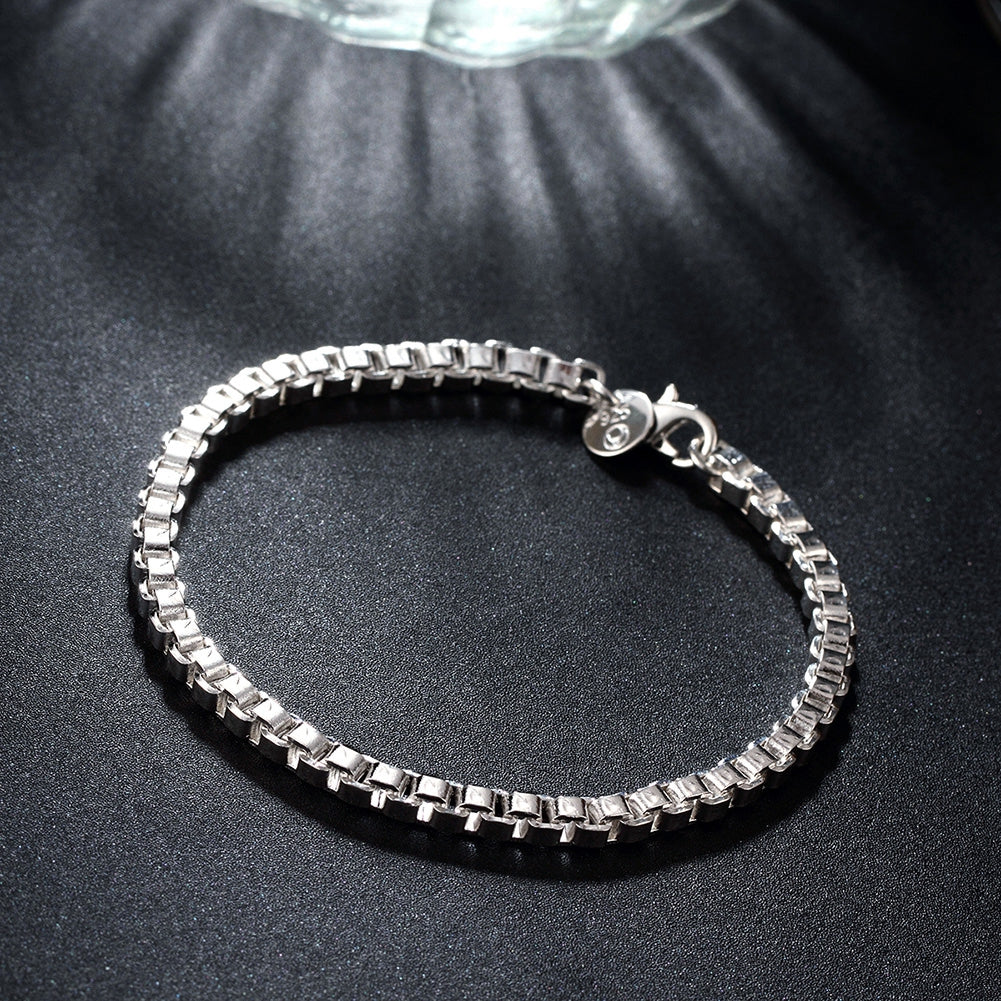BOX Chain Bracelet in 18K White Gold Plated, Bracelet, Golden NYC Jewelry, Golden NYC Jewelry jewelryjewelry deals, swarovski crystal jewelry, groupon jewelry,, jewelry for mom,