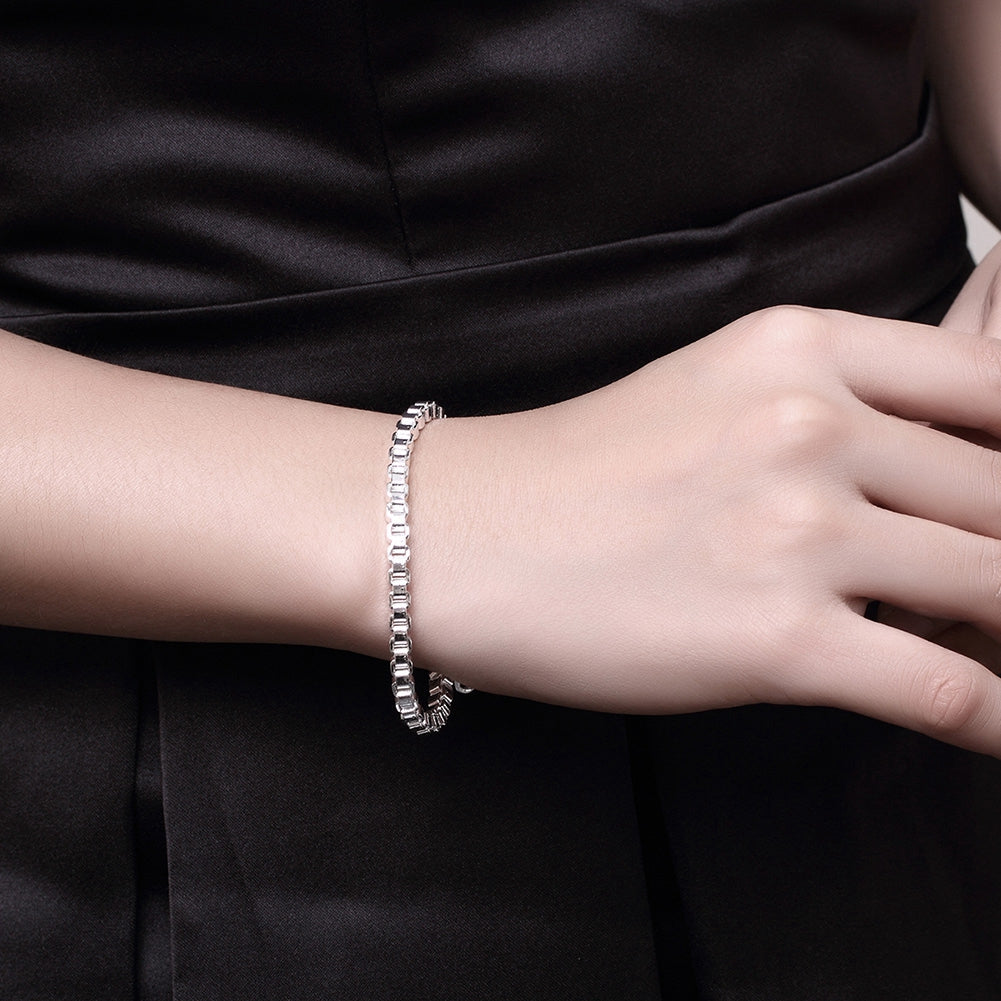 BOX Chain Bracelet in 18K White Gold Plated, Bracelet, Golden NYC Jewelry, Golden NYC Jewelry jewelryjewelry deals, swarovski crystal jewelry, groupon jewelry,, jewelry for mom,