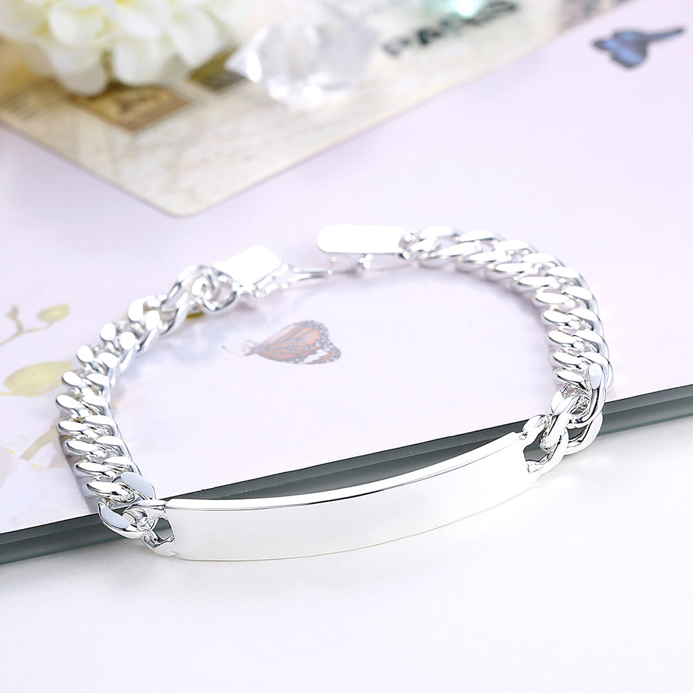 Silver ID-Tag Curb London Bracelet