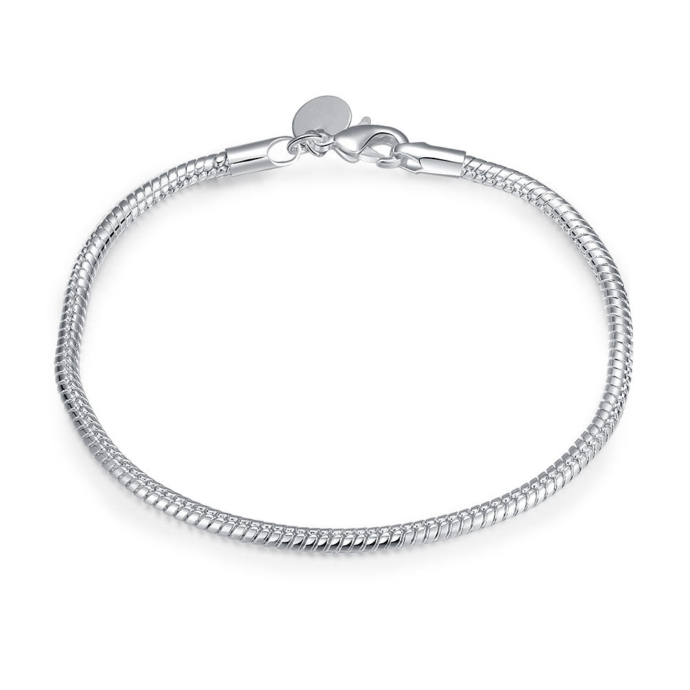 Round Snake Bracelet in 18K White Gold Plated