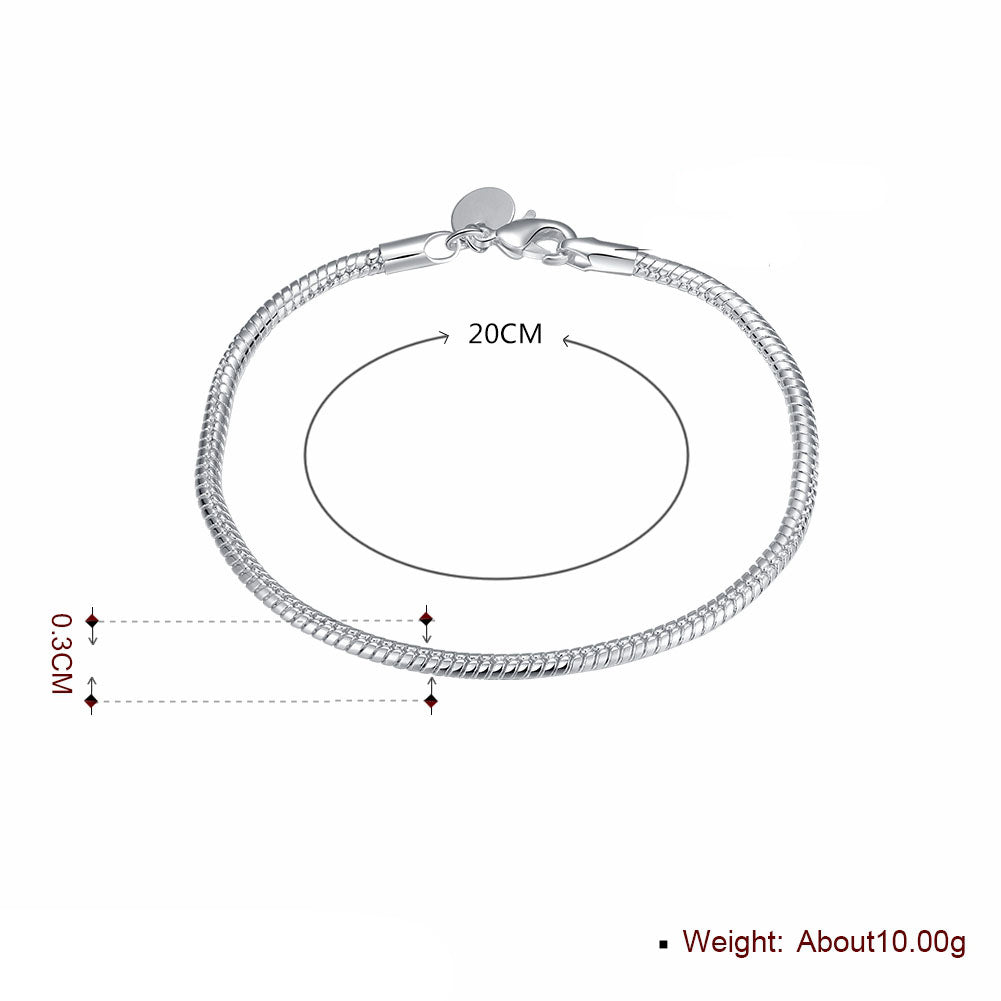 Round Snake Bracelet in 18K White Gold Plated