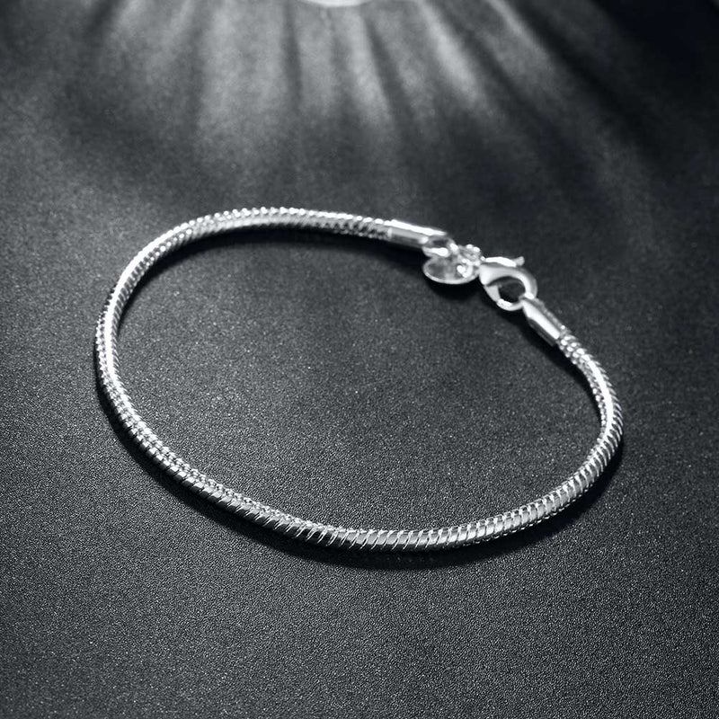 Round Snake Bracelet in 18K White Gold Plated