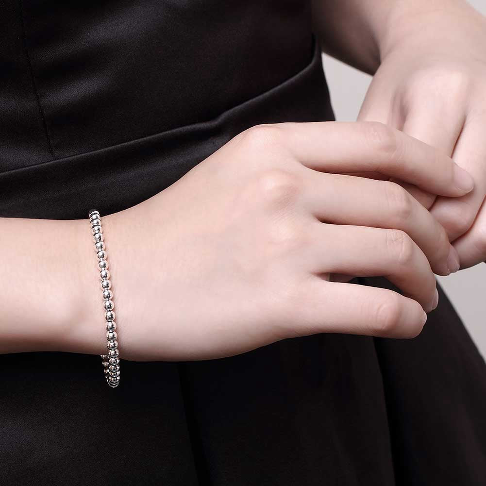 Mini Ball Bracelet in 18K White Gold Plated