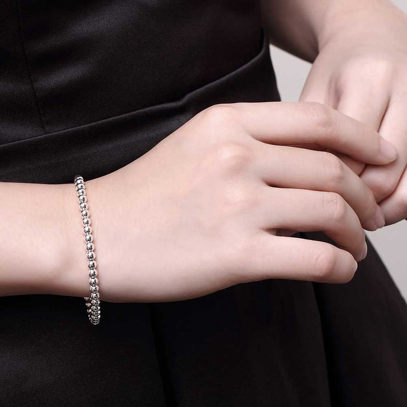 Mini Ball Bracelet in 18K White Gold Plated
