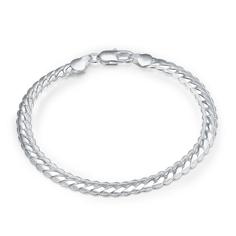 Cuban Curb Chain Bracelet in 18K White Gold Plated, Bracelet, Golden NYC Jewelry, Golden NYC Jewelry jewelryjewelry deals, swarovski crystal jewelry, groupon jewelry,, jewelry for mom,