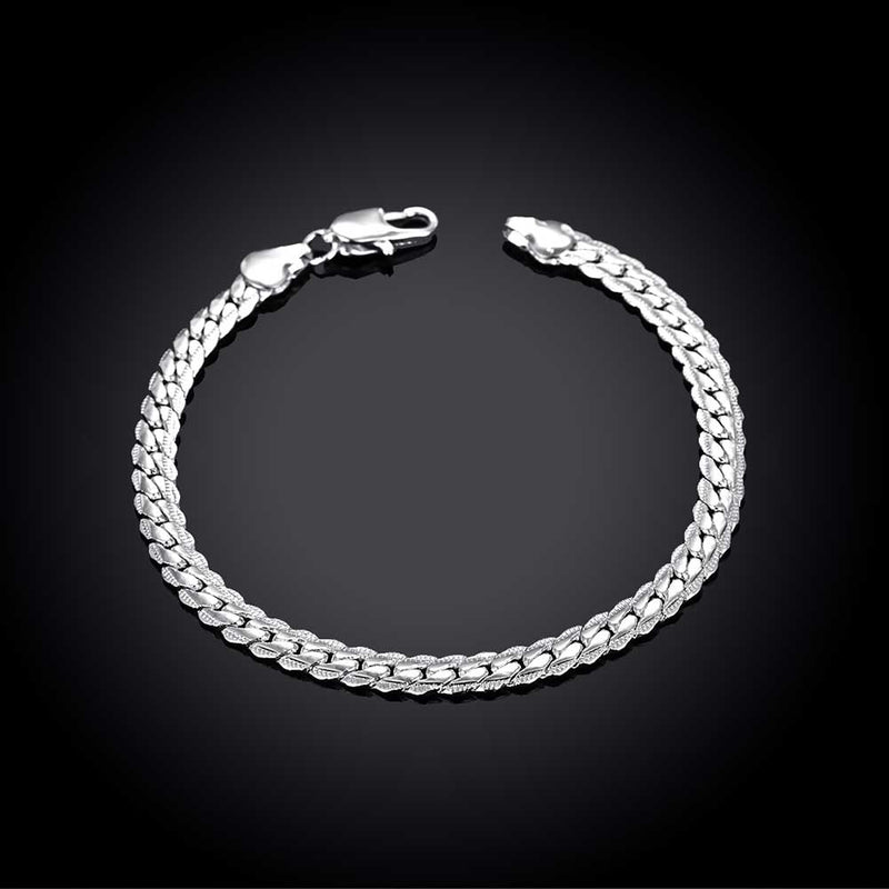 Cuban Curb Chain Bracelet in 18K White Gold Plated, Bracelet, Golden NYC Jewelry, Golden NYC Jewelry jewelryjewelry deals, swarovski crystal jewelry, groupon jewelry,, jewelry for mom,