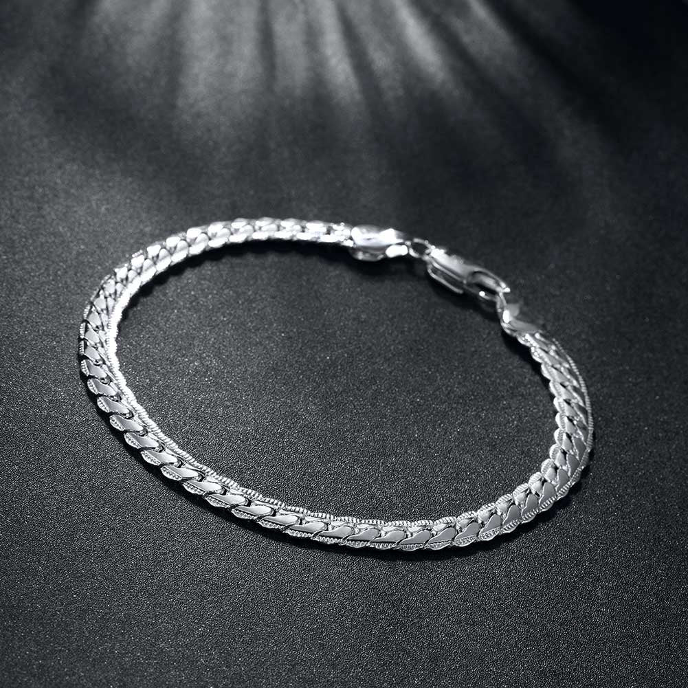 Cuban Curb Chain Bracelet in 18K White Gold Plated, Bracelet, Golden NYC Jewelry, Golden NYC Jewelry jewelryjewelry deals, swarovski crystal jewelry, groupon jewelry,, jewelry for mom,