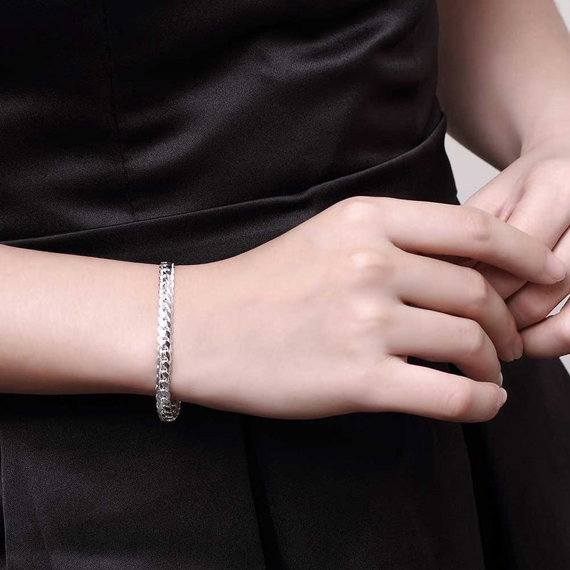 Cuban Curb Chain Bracelet in 18K White Gold Plated, Bracelet, Golden NYC Jewelry, Golden NYC Jewelry jewelryjewelry deals, swarovski crystal jewelry, groupon jewelry,, jewelry for mom,