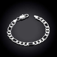 Figaro Chain Bracelet in 18K White Gold Plated