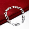 Figaro Chain Bracelet in 18K White Gold Plated