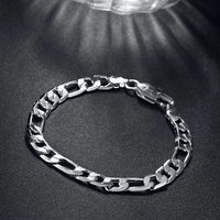 Figaro Chain Bracelet in 18K White Gold Plated