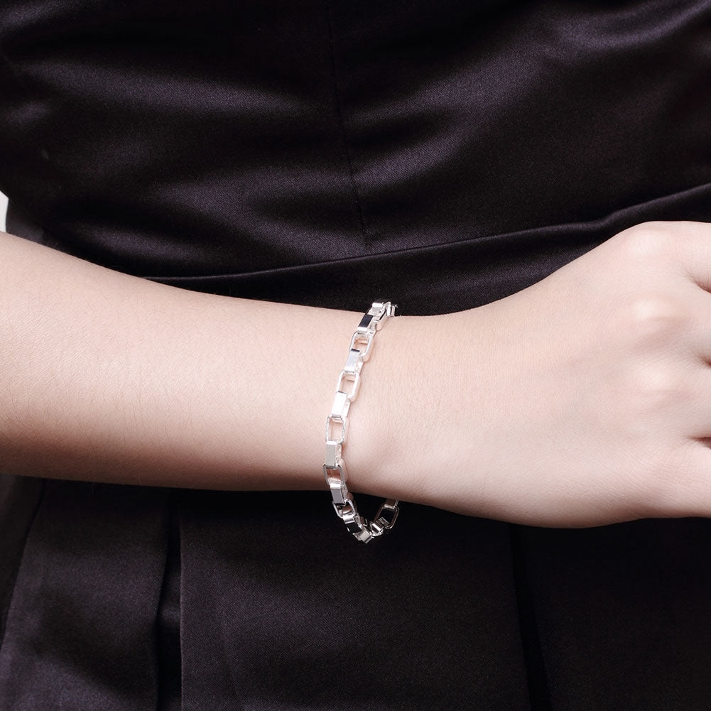 Over and under Chain Bracelet in 18K White Gold Plated