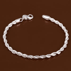 Singapore Chain Bracelet in 18K White Gold Plated