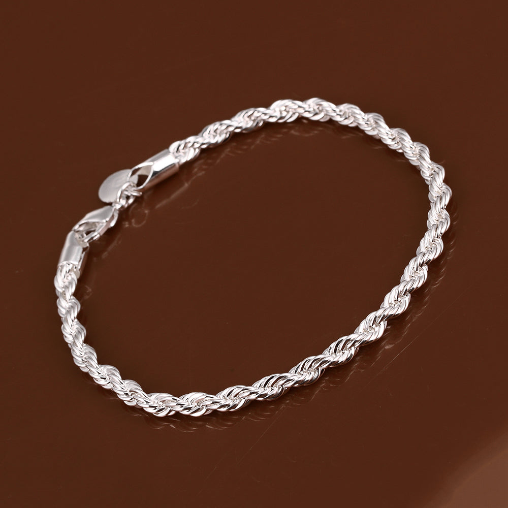 Singapore Chain Bracelet in 18K White Gold Plated