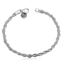 Singapore Chain Bracelet in 18K White Gold Plated