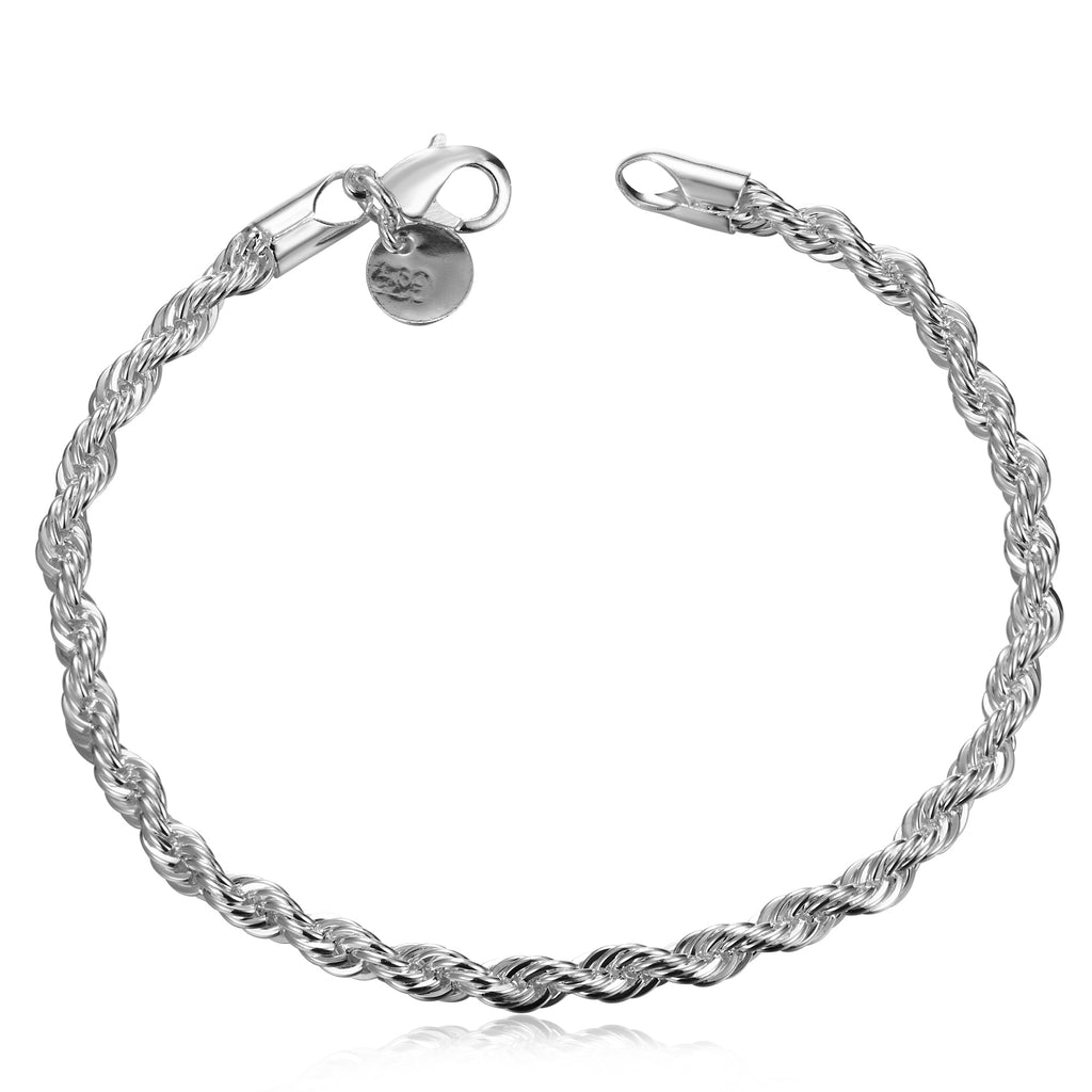 Singapore Chain Bracelet in 18K White Gold Plated