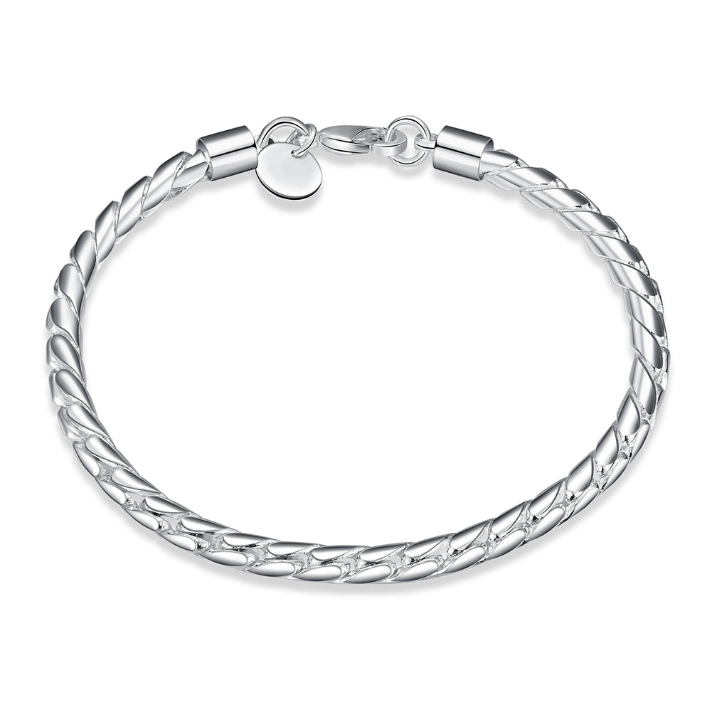 Twist Chain Bracelet in 18K White Gold Plated