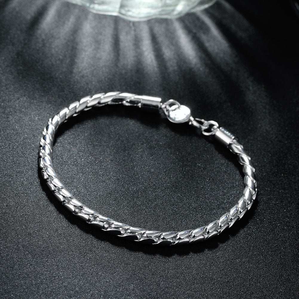 Twist Chain Bracelet in 18K White Gold Plated