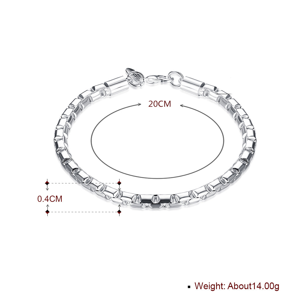 Rolo Box Chain Bracelet in 18K White Gold Plated