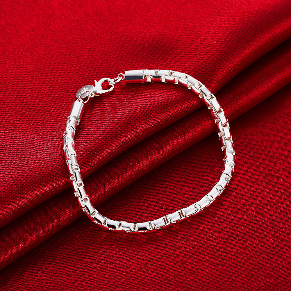 Rolo Box Chain Bracelet in 18K White Gold Plated
