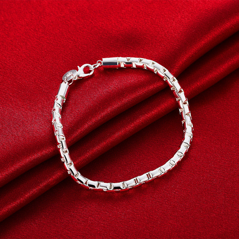 Rolo Box Chain Bracelet in 18K White Gold Plated