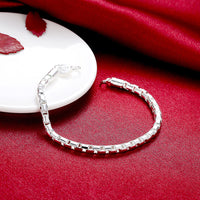 Rolo Box Chain Bracelet in 18K White Gold Plated