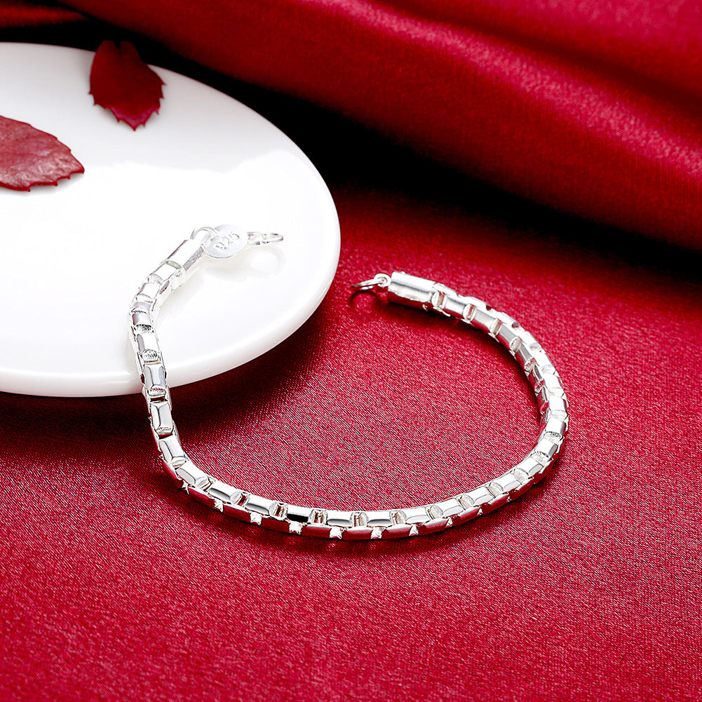 Rolo Box Chain Bracelet in 18K White Gold Plated