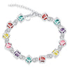 Rainbow Rubix Cube Swarovski Elements Bracelet in 18K White Gold