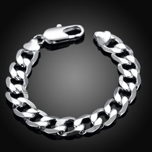 Thick Curb Bracelet in 18K White Gold Plated