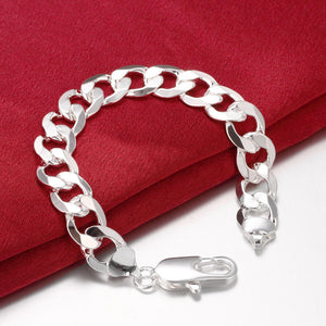 Thick Curb Bracelet in 18K White Gold Plated