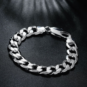 Silver Thick Wheat Designed Figaro Bracelet