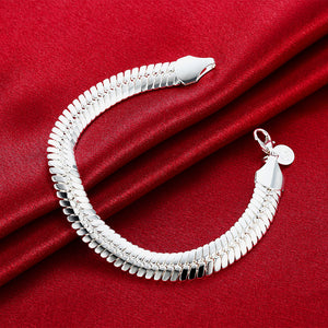 Flat Herringbone Chain Bracelet in 18K White Gold Plated