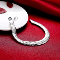 Flat Herringbone Chain Bracelet in 18K White Gold Plated