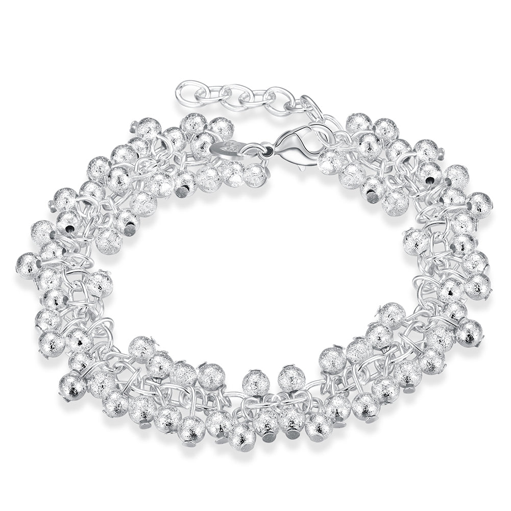 Shiny Beaded Ball Bracelet in 18K White Gold Plated