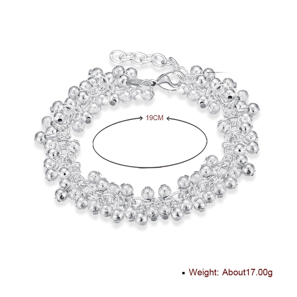 Shiny Beaded Ball Bracelet in 18K White Gold Plated