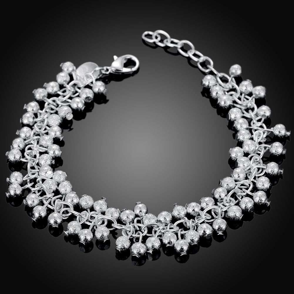 Shiny Beaded Ball Bracelet in 18K White Gold Plated