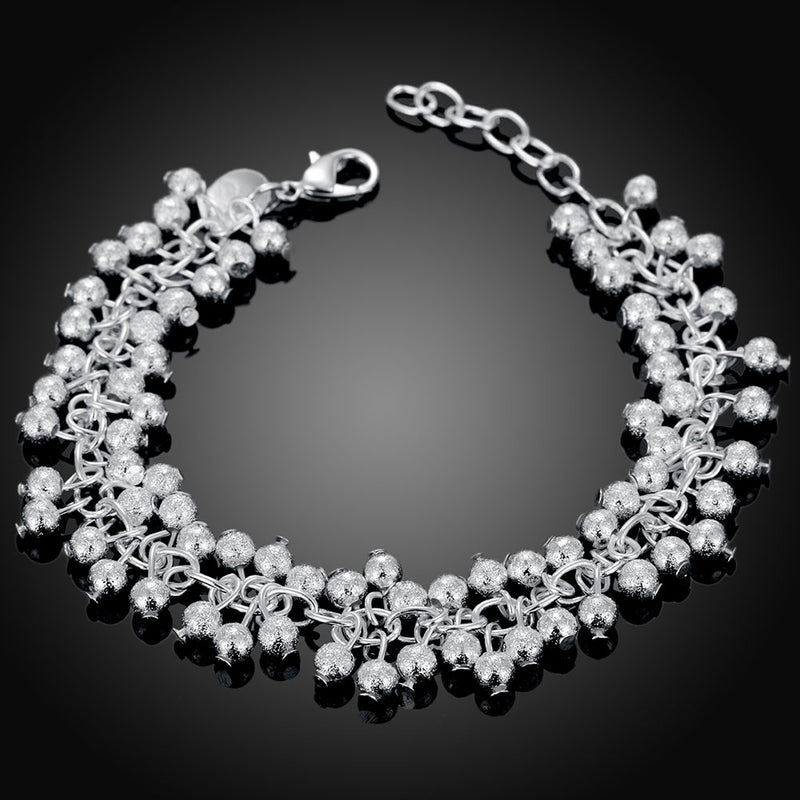 Shiny Beaded Ball Bracelet in 18K White Gold Plated