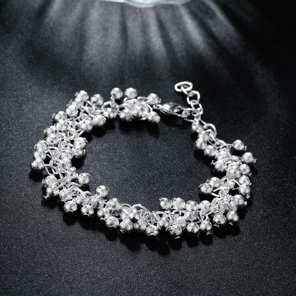Shiny Beaded Ball Bracelet in 18K White Gold Plated