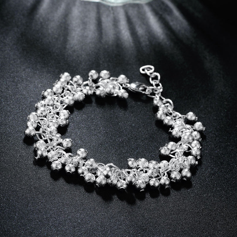 Shiny Beaded Ball Bracelet in 18K White Gold Plated