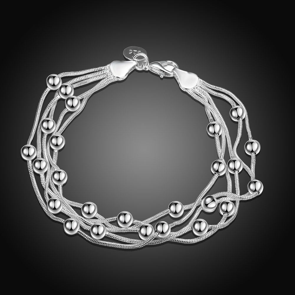 18K White Gold Plated Orchid Pearls Dangling Strands Bracelet