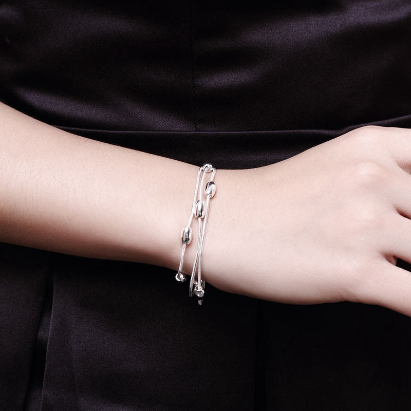 Beans Strands Bracelet in 18K White Gold Plated, Bracelet, Golden NYC Jewelry, Golden NYC Jewelry jewelryjewelry deals, swarovski crystal jewelry, groupon jewelry,, jewelry for mom,