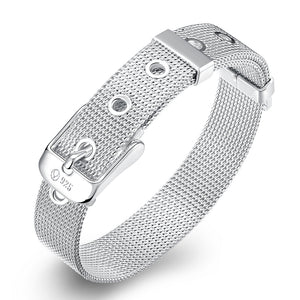 Mesh Buckle Bracelet in 18K White Gold Plated