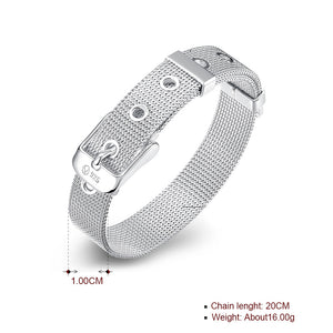 Mesh Buckle Bracelet in 18K White Gold Plated